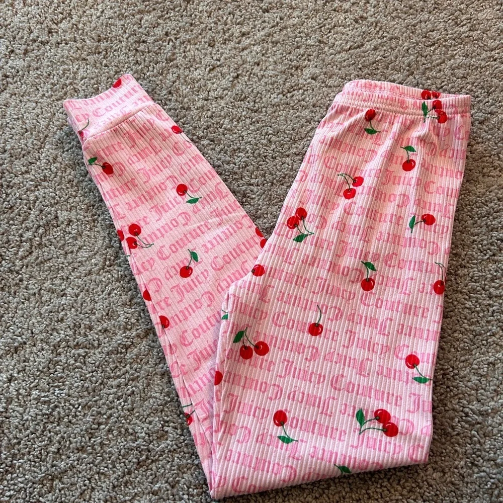 Juicy Couture Pink Ribbed With Cherries Girls PJ Set  Size 8